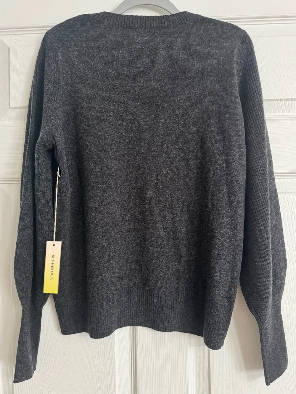 NWT Summersalt Merino Wool Cashmere Sweater Charcoal Gray Balloon Sleeve S - Picture 4 of 7